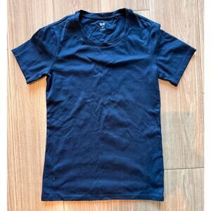 Uniqlo Supima Cotton Navy Blue Crew Neck T-Shirt Women S NWOT